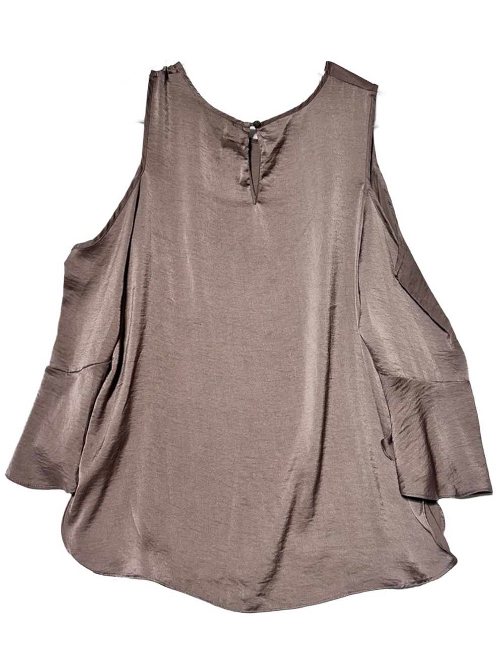Y2K Mocha Cold Shoulder Blouse Bell Sleeve Boho Festival Flowy Top M - Picture 4 of 7